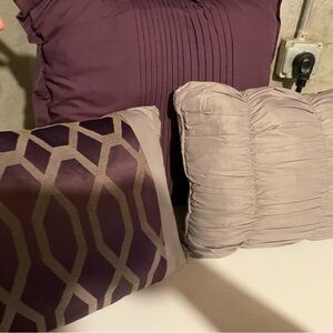 Elegant Purple and Gray Throw Pillow Set